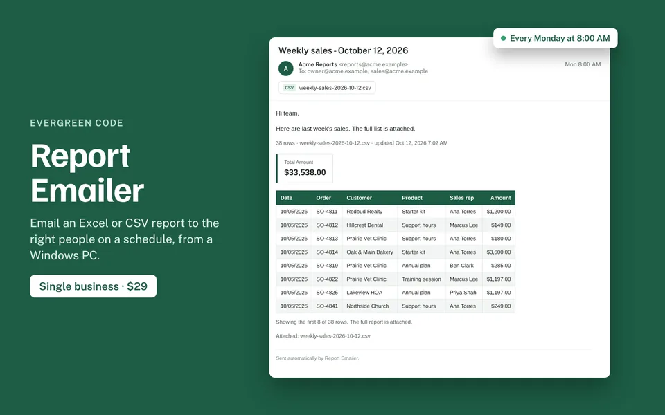 Report Emailer preview